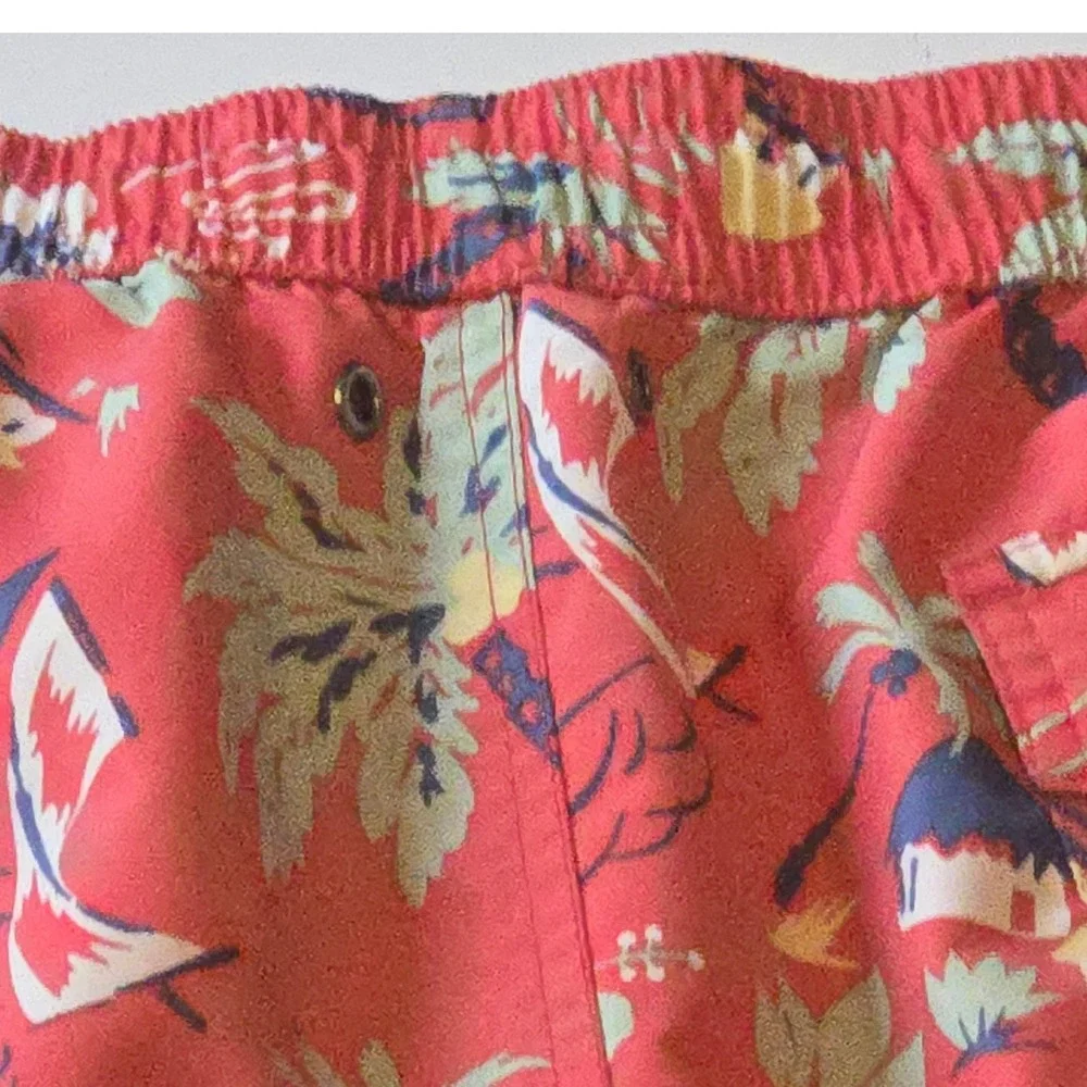 Polo Ralph Lauren Red Tropical Swim Trunks Medium Lined‎